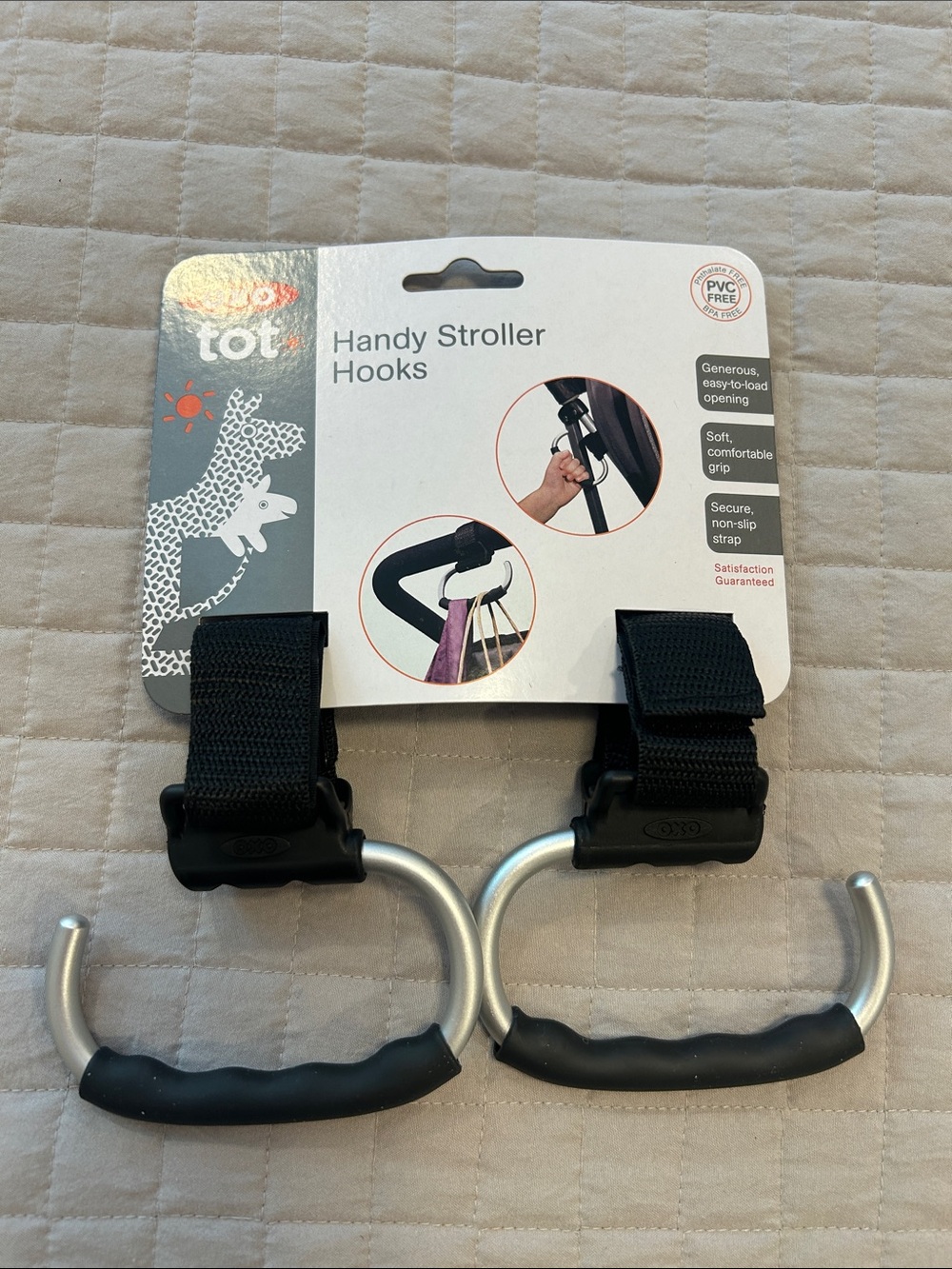 OXO Tot Handy Stroller Hooks in Silver and Black